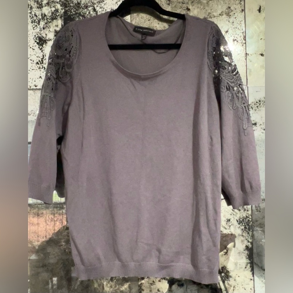LANE BRYANT GRAY ROUND NECK CAUSAL COMFY EVERYDAY 3/4 SLEEVE SWEATER SIZE 18/20